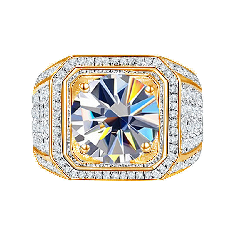 Yellow Gold Color Luxury Full Colorful CVD Diamonds  Men's Ring 02 - 2 CT Type