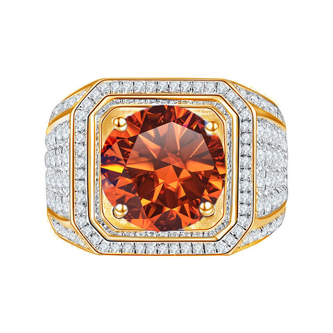 Yellow Gold Color Luxury Full Colorful CVD Diamonds  Men's Ring 01 - 1 CT Type