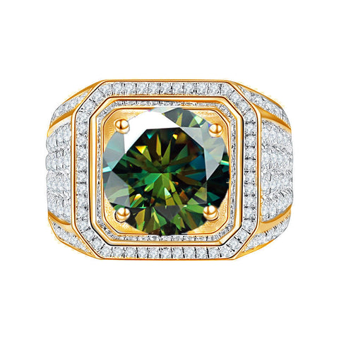 Yellow Gold Color Luxury Full Colorful CVD Diamonds  Men's Ring 01 - 2 CT Type