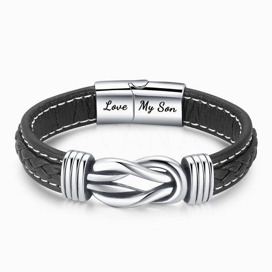 Promotion 49% OFF--🎁“Mother and Son Forever Linked Together" Braided Leather Bracelet