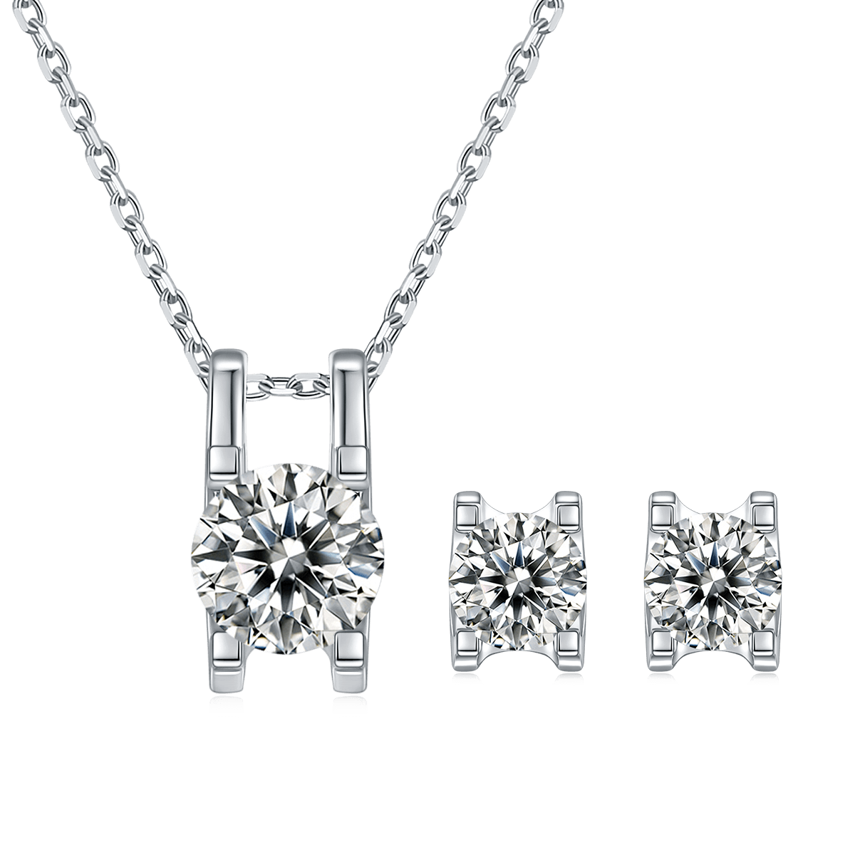 Classic Ox Head CVD Diamond Necklace Stud Jewlery Set - supskart