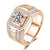 Gold Luxury Ladder Style CVD Diamonds Men's Ring - supskart