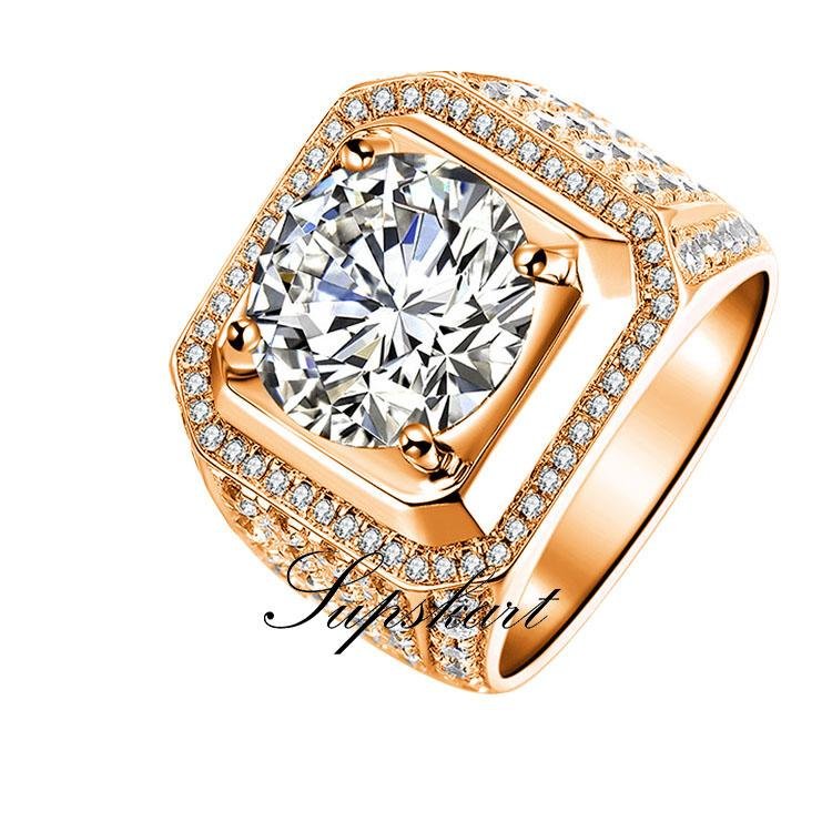 Gold Super Luxury Full CVD Diamonds Men's Ring - supskart
