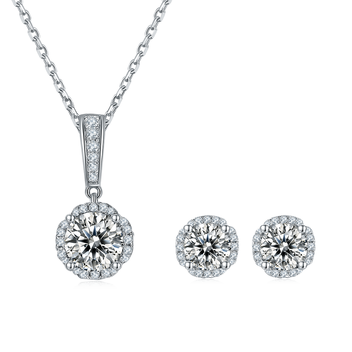 In The Mood For Love CVD Diamond Necklace Stud Jewlery Set - supskart