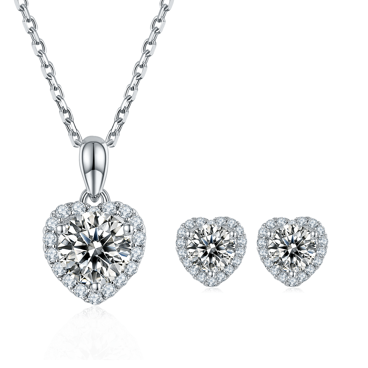"Love Forever" CVD Diamond Necklace Stud And Bracelet Jewlery Set - supskart
