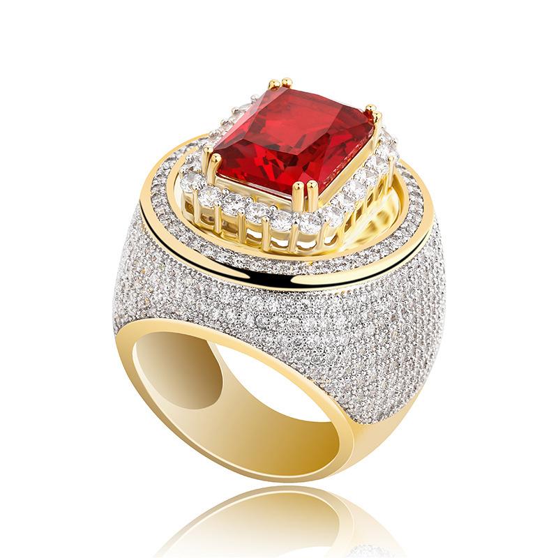 Luxury Big Red Zircon Stone Geometric Ring - supskart