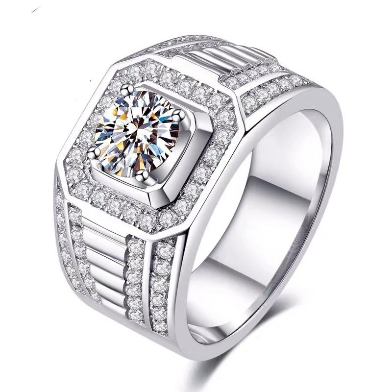 Luxury Ladder Style CVD Diamonds Men's Ring - supskart