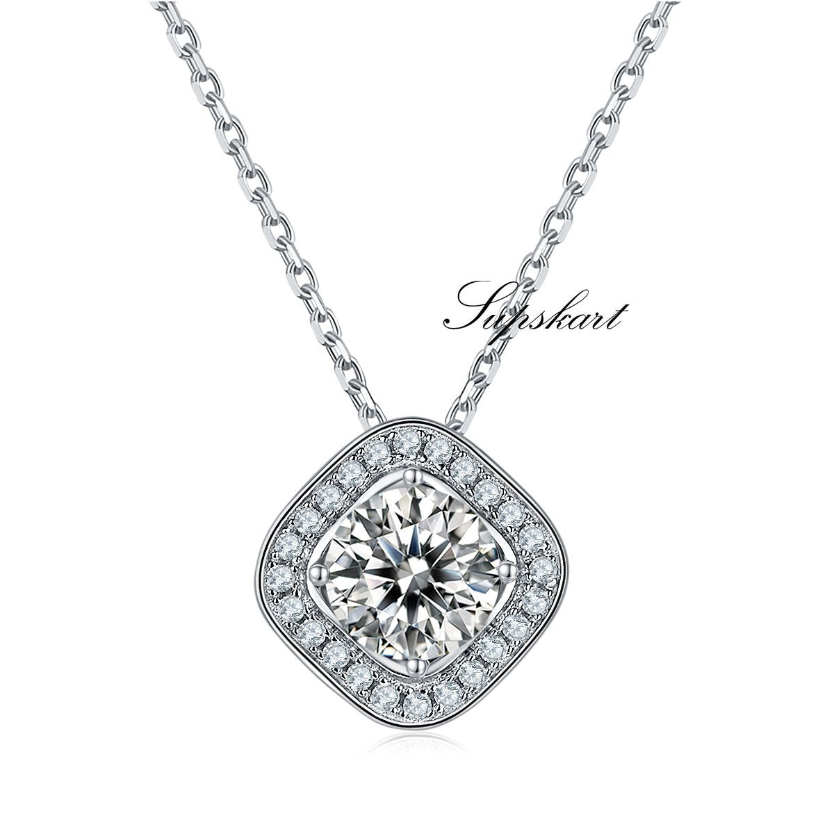 Luxury Square CVD Diamond Necklace Stud And Bracelet Jewlery Set - supskart