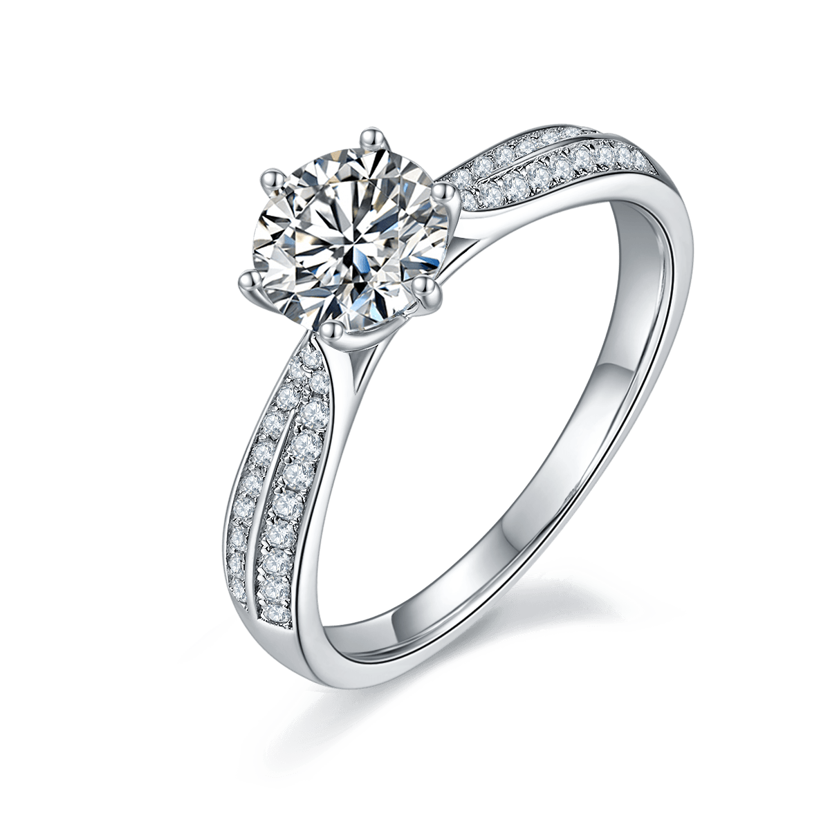 Six Prong Starry Sky Double Row CVD Diamonds Ring-D color VVS - supskart