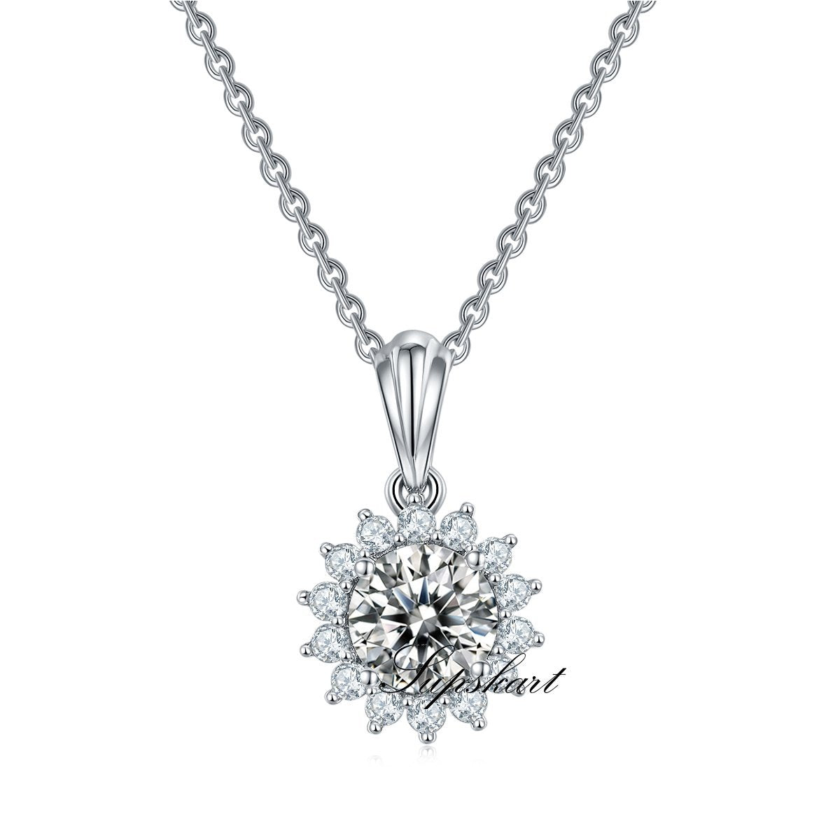 Sun Flower CVD Diamond Necklace Stud And Bracelet Jewlery Set - supskart