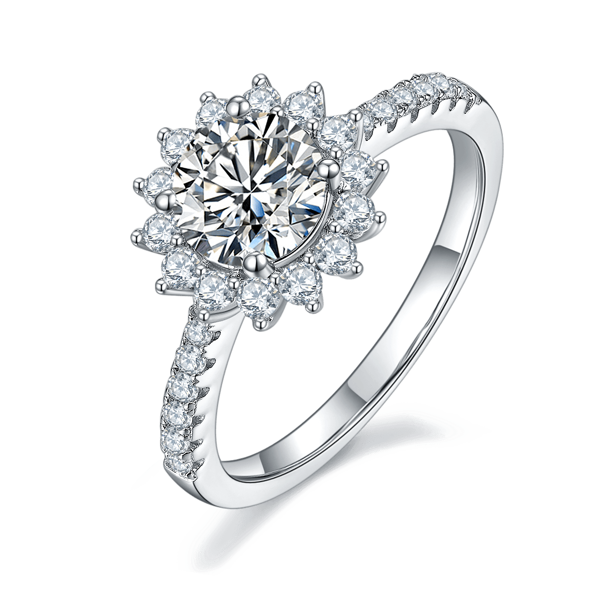 Sun Flower CVD Diamond Ring-D color VVS - supskart