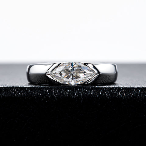 Simple and Classic 1 Carat CVD Diamond Unisex Marquise Ring