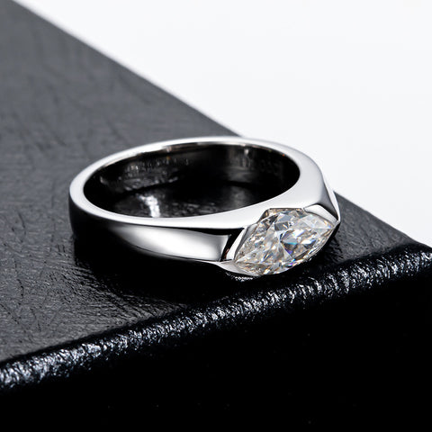 Simple and Classic 1 Carat CVD Diamond Unisex Marquise Ring