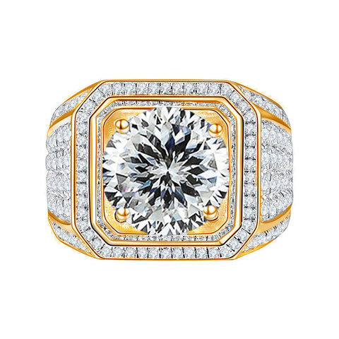 Yellow Gold Color Luxury Full Colorful CVD Diamonds  Men's Ring 01 - 2 CT Type