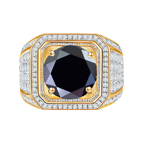 Yellow Gold Color Luxury Full Colorful CVD Diamonds  Men's Ring 02 - 5 CT Type