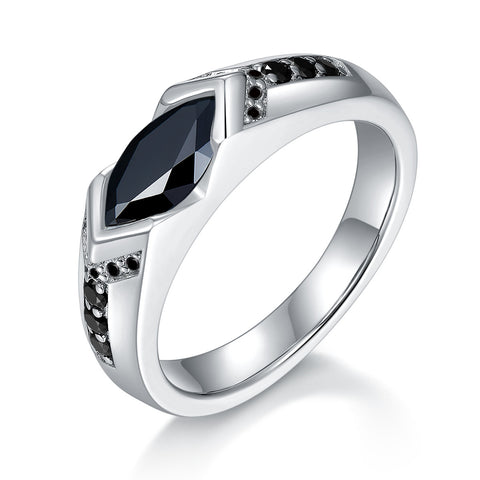 Niche Design Marquise 1 Carat Black And White Contrast Cvd Diamond Unisex Ring