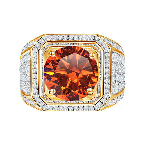 Yellow Gold Color Luxury Full Colorful CVD Diamonds  Men's Ring 01 - 2 CT Type