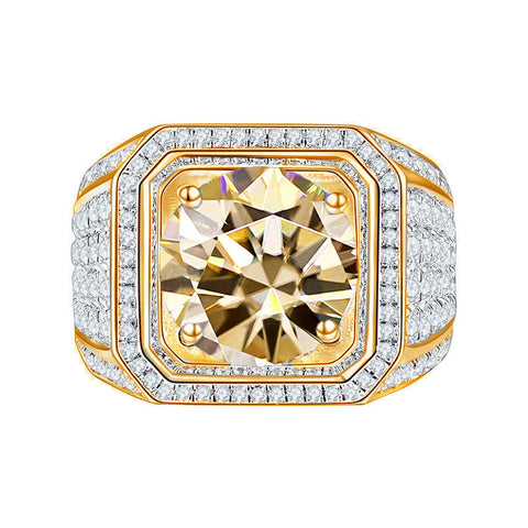 Yellow Gold Color Luxury Full Colorful CVD Diamonds  Men's Ring 02 - 5 CT Type