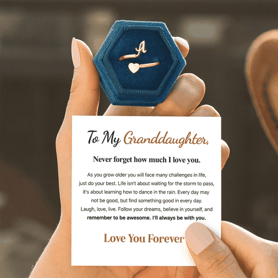 __Promotion 48% OFF____To My Granddaughter, Dainty Initial Heart Ring