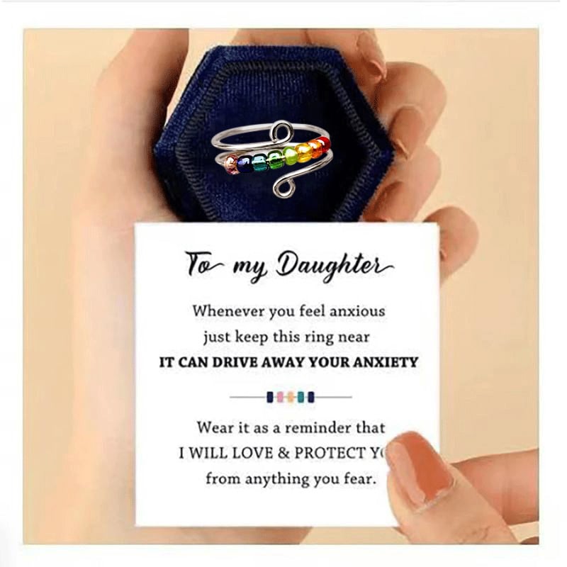 __Promotion 49% OFF __To My Daughter - Drive Away Your Anxiety Rainbow Beads Fidget Ring