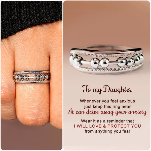 __ For Daughter - S925 Away Your Anxiety Two Layer Beads Fidget Ring- Adjustable__