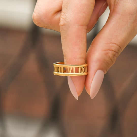 Last Day Promotion 49% OFF __ Personalized Roman Numerals Memorial Ring