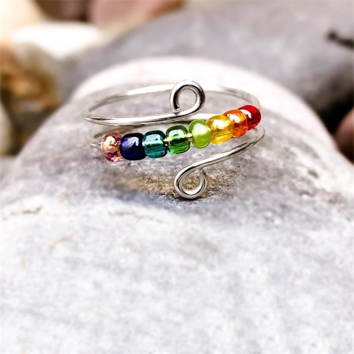 __Promotion 49% OFF __To My Daughter - Drive Away Your Anxiety Rainbow Beads Fidget Ring
