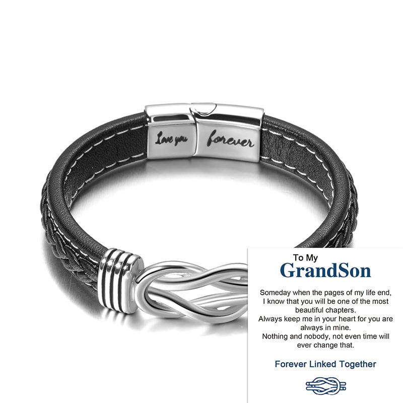 Promotion 49% OFF--🎁“Mother and Son Forever Linked Together&quot; Braided Leather Bracelet