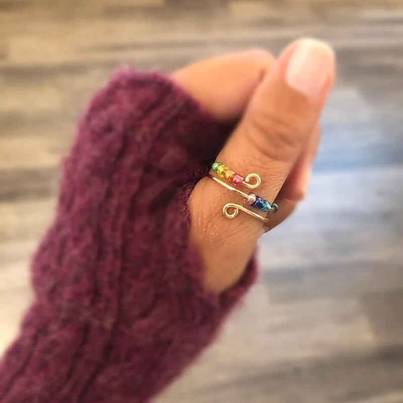 __Promotion 49% OFF __To My Daughter - Drive Away Your Anxiety Rainbow Beads Fidget Ring