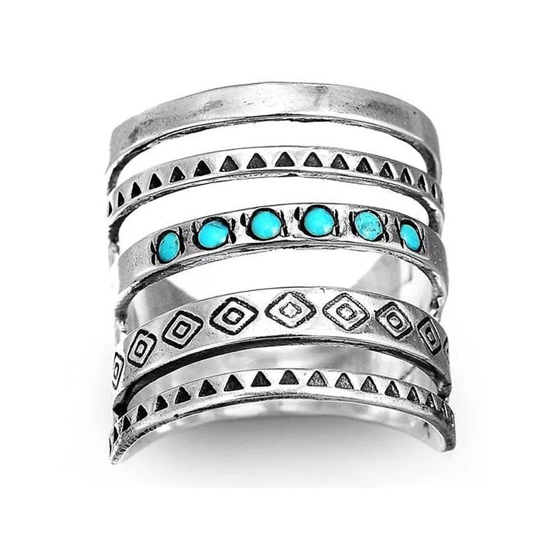 __ New Year SALE - 49% OFF___¤ï_Silver Southwestern Style Turquoise Ring