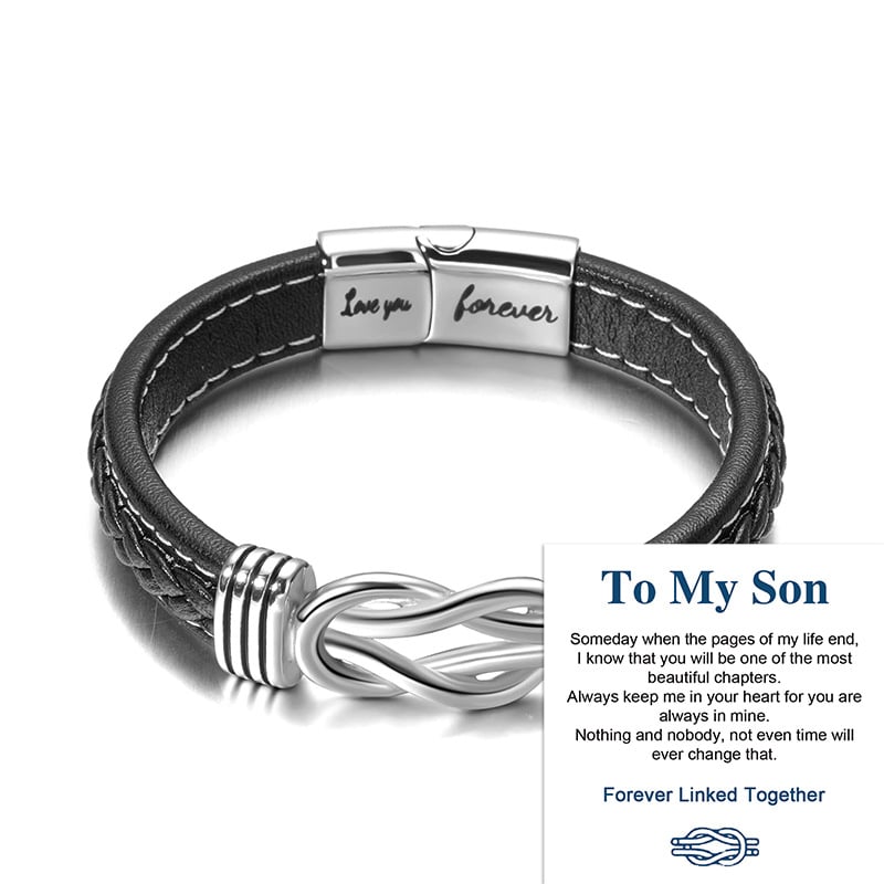 Promotion 49% OFF--🎁“Mother and Son Forever Linked Together&quot; Braided Leather Bracelet