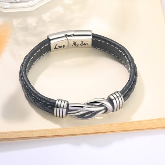 Promotion 49% OFF--🎁“Mother and Son Forever Linked Together&quot; Braided Leather Bracelet