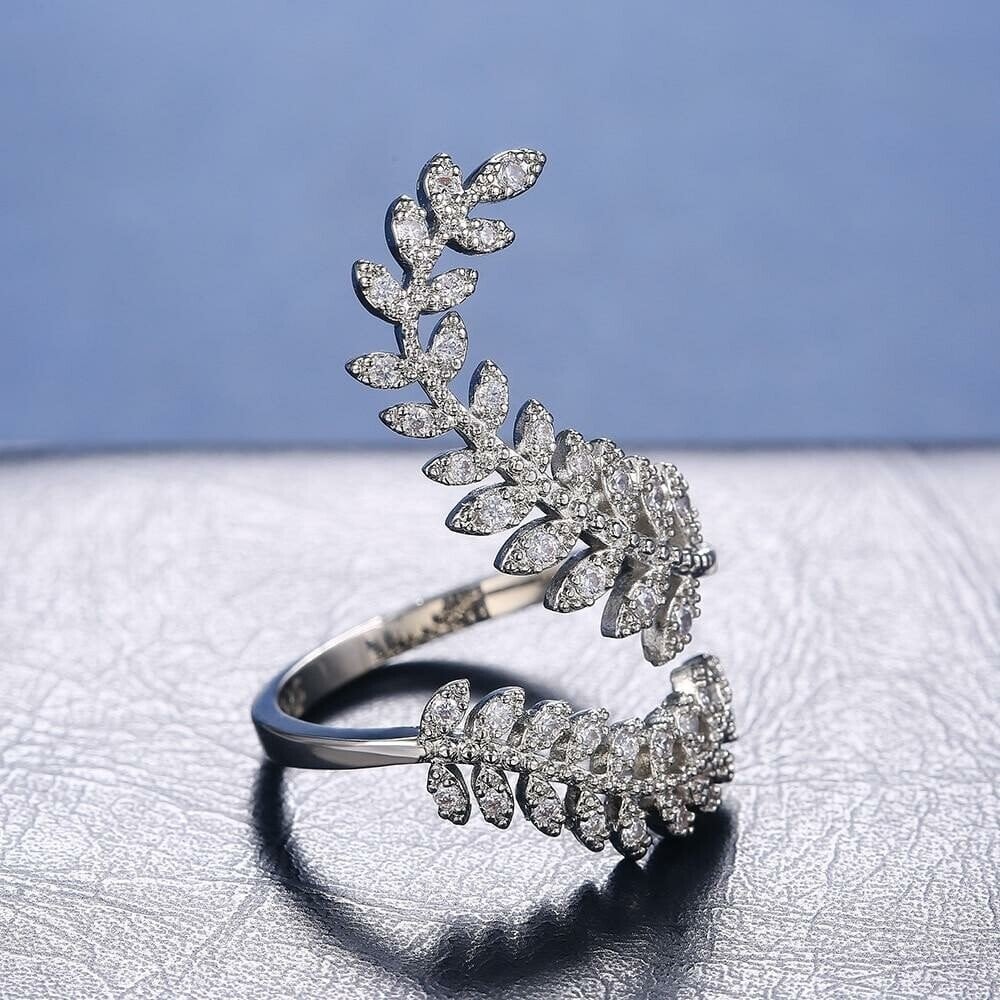 Cordelia Silver Crystal Vine Ring