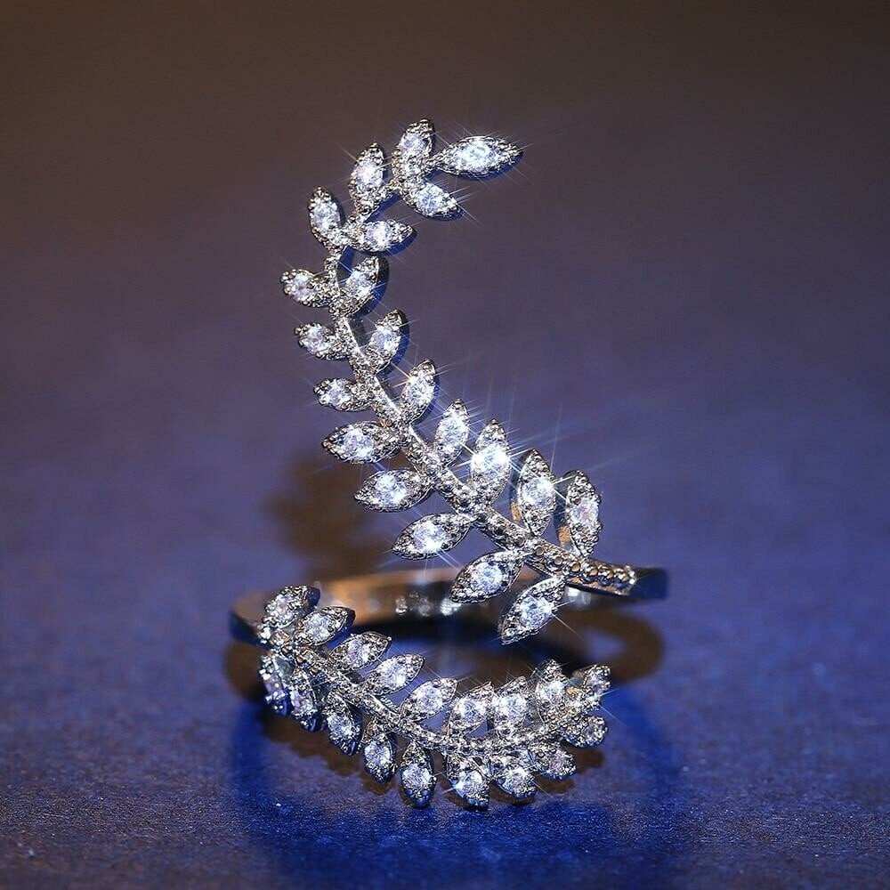 Cordelia Silver Crystal Vine Ring