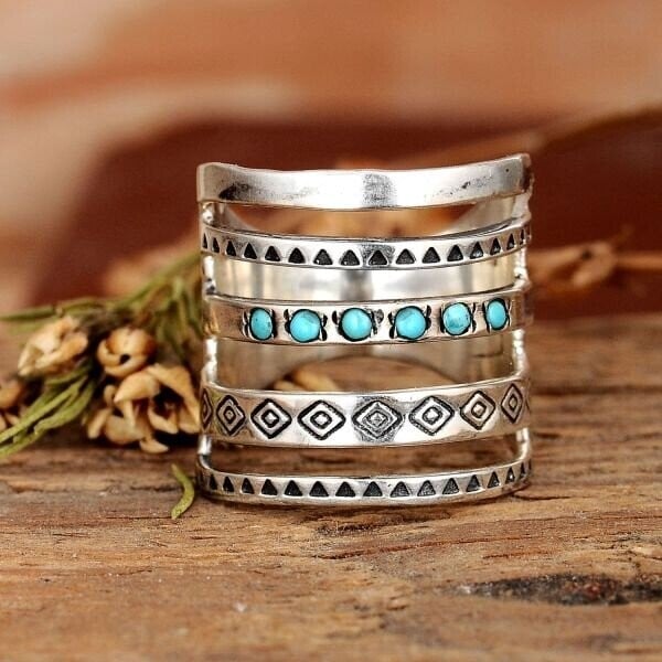 __ New Year SALE - 49% OFF___¤ï_Silver Southwestern Style Turquoise Ring