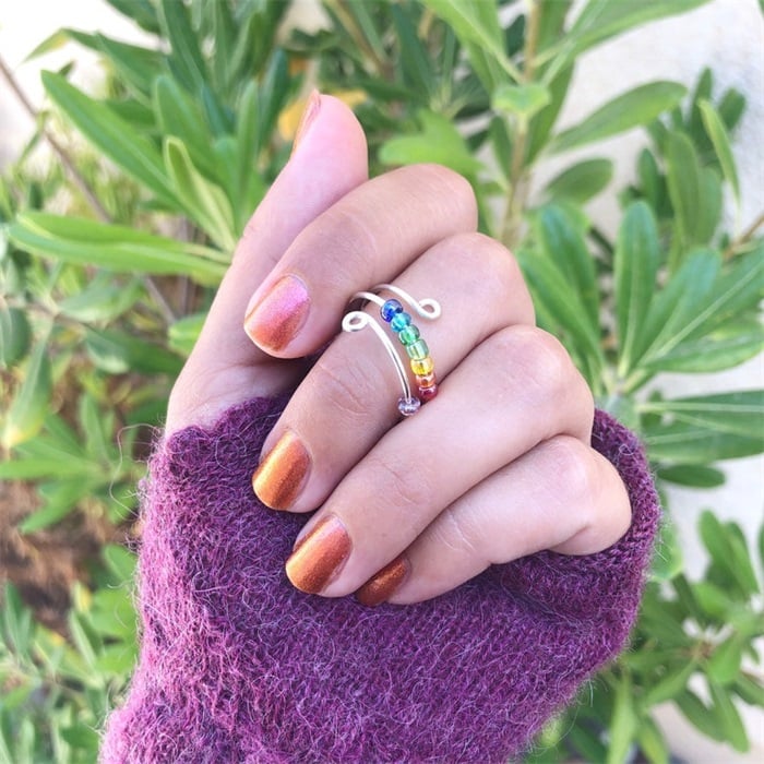 __Promotion 49% OFF __To My Daughter - Drive Away Your Anxiety Rainbow Beads Fidget Ring