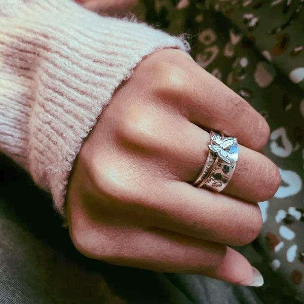 __ Last Day Promotion 49% OFF __Butterflies Silver Spinner Ring__