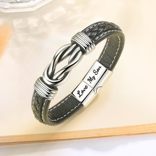Promotion 49% OFF--🎁“Mother and Son Forever Linked Together&quot; Braided Leather Bracelet