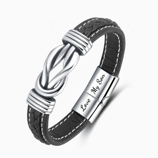 Promotion 49% OFF--🎁“Mother and Son Forever Linked Together&quot; Braided Leather Bracelet