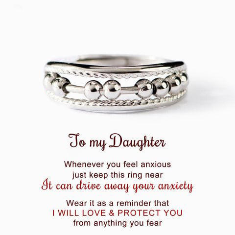 __ For Daughter - S925 Away Your Anxiety Two Layer Beads Fidget Ring- Adjustable__