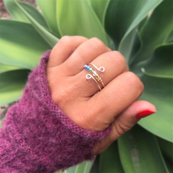 __Promotion 49% OFF __To My Daughter - Drive Away Your Anxiety Rainbow Beads Fidget Ring