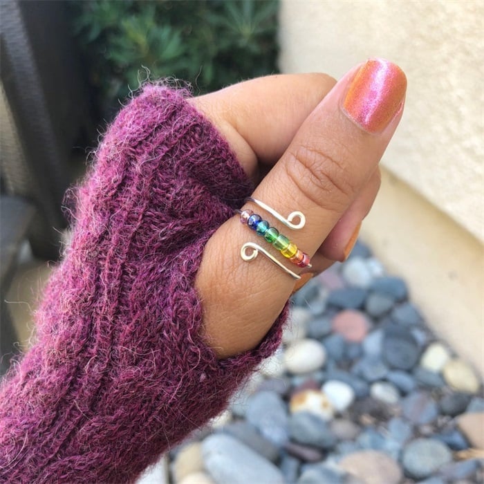 __Promotion 49% OFF __To My Daughter - Drive Away Your Anxiety Rainbow Beads Fidget Ring