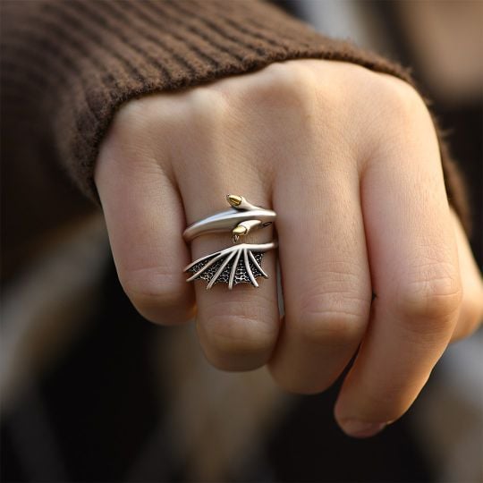Be Bold, Be Strong, Be Confident Dragon Adjustable Ring