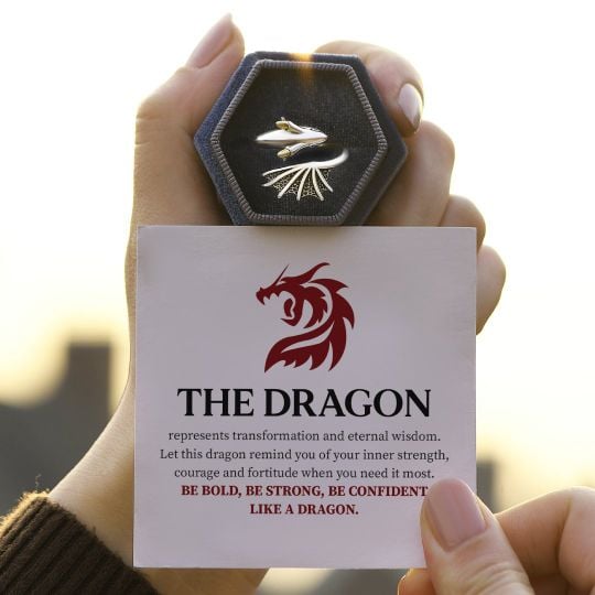 Be Bold, Be Strong, Be Confident Dragon Adjustable Ring
