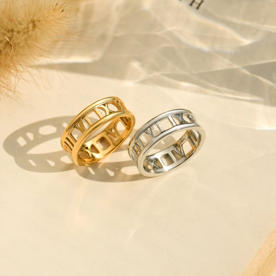 Last Day Promotion 49% OFF __ Personalized Roman Numerals Memorial Ring