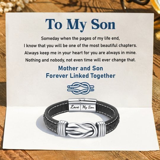 Promotion 49% OFF--🎁“Mother and Son Forever Linked Together" Braided Leather Bracelet