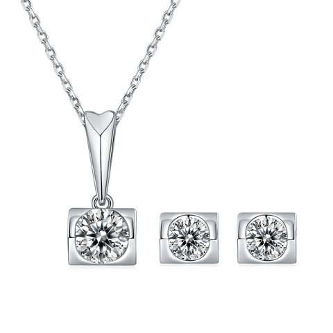 Angel Kiss CVD Diamond Necklace Stud Jewlery Set - supskart