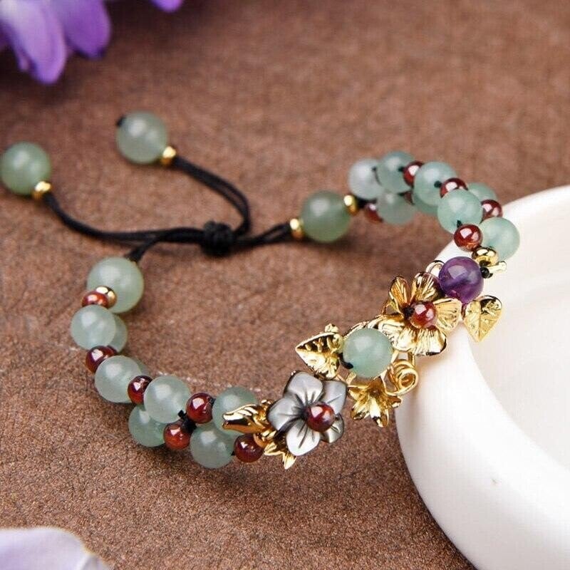 Aventurine &amp; Garnet Stone Bracelet