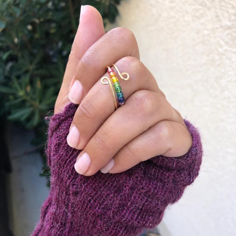 __Promotion 49% OFF __To My Daughter - Drive Away Your Anxiety Rainbow Beads Fidget Ring