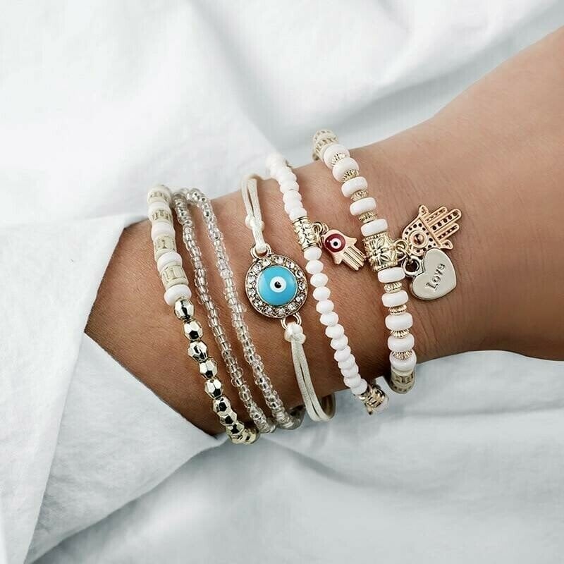 Hamsa Hand Bracelet Set